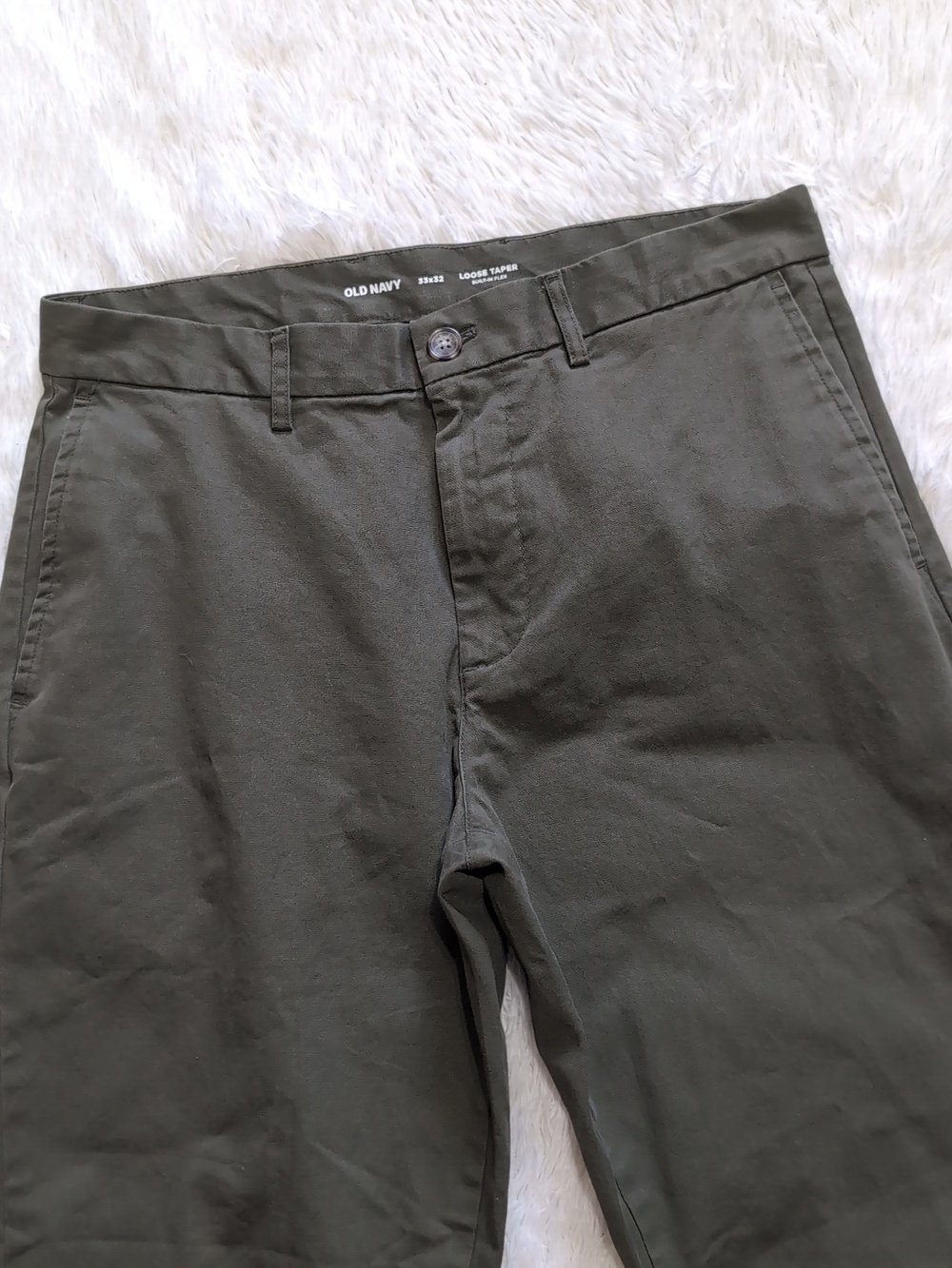 Old Navy Olive Green Loose Taper Built-In Flex Chino Ankle Pants Size 33x32 - Picture 7 of 15